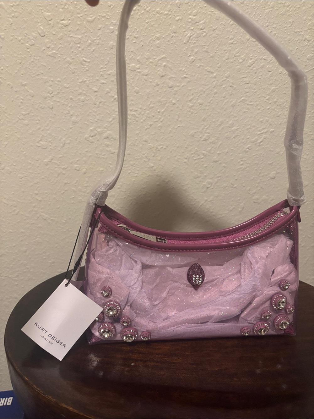 Kurt Geiger Light Pink Embellished Shoulder Bag